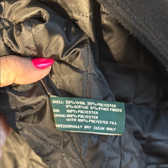 Ralph Lauren Black Pea Coat Classic Wool Blend - Picture 8 of 12